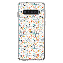 DistinctInk® Clear Shockproof Hybrid Case for Apple iPhone / Samsung Galaxy / Google Pixel - Modern Floral - White Red Navy