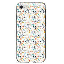 DistinctInk® Clear Shockproof Hybrid Case for Apple iPhone / Samsung Galaxy / Google Pixel - Modern Floral - White Red Navy