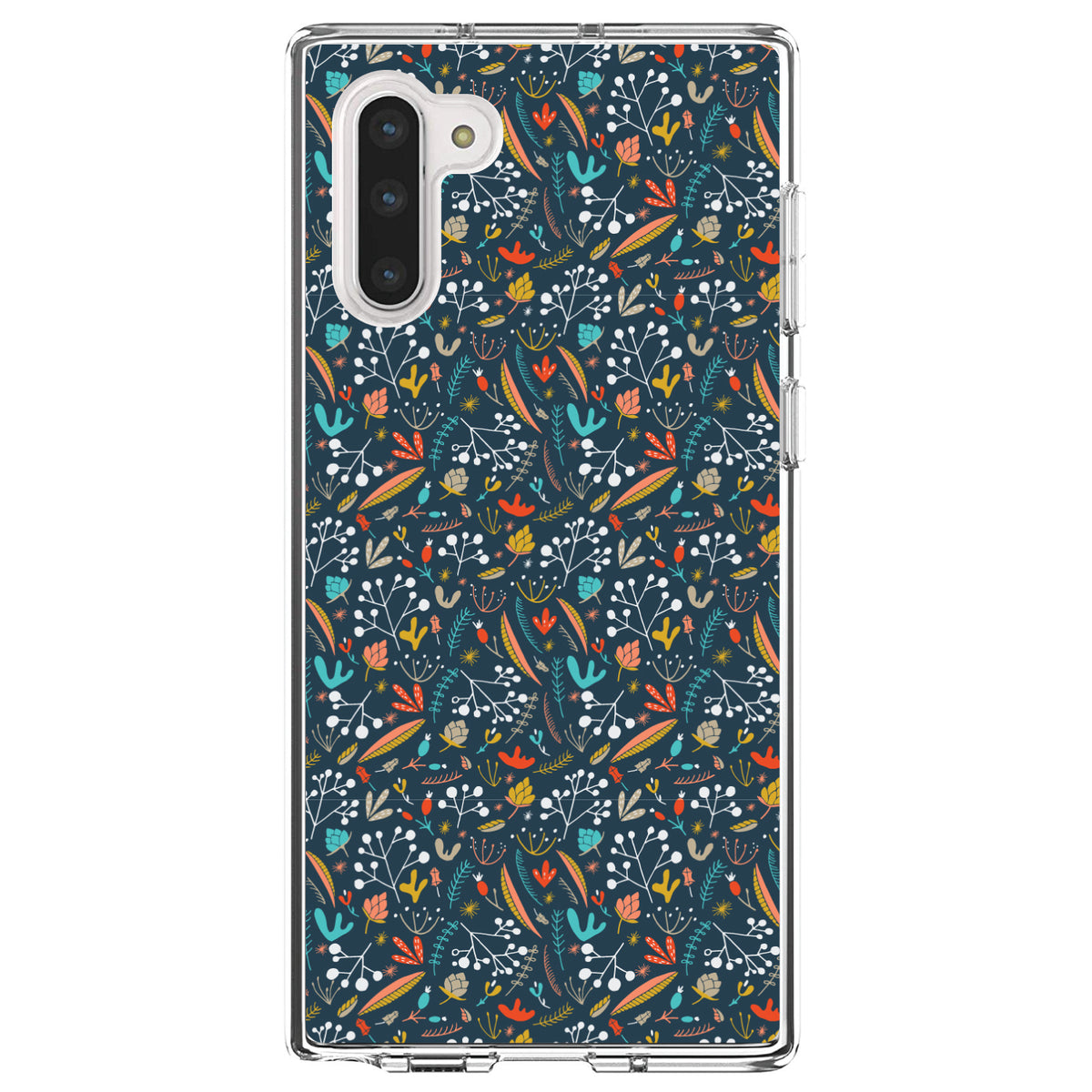 Modern Floral, Navy Red White Clear Shockproof iPhone Case, view 9