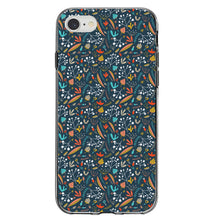 DistinctInk® Clear Shockproof Hybrid Case for Apple iPhone / Samsung Galaxy / Google Pixel - Modern Floral - Navy Red White