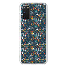 DistinctInk® Clear Shockproof Hybrid Case for Apple iPhone / Samsung Galaxy / Google Pixel - Modern Floral - Navy Red White