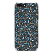 DistinctInk® Clear Shockproof Hybrid Case for Apple iPhone / Samsung Galaxy / Google Pixel - Modern Floral - Navy Red White
