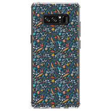 DistinctInk® Clear Shockproof Hybrid Case for Apple iPhone / Samsung Galaxy / Google Pixel - Modern Floral - Navy Red White