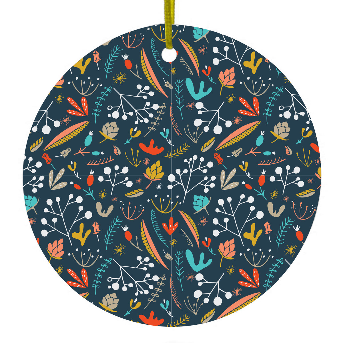 Navy Red White Ceramic Ornament