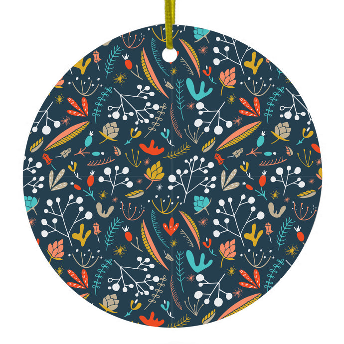 Navy Red White Ceramic Ornament