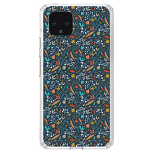 DistinctInk® Clear Shockproof Hybrid Case for Apple iPhone / Samsung Galaxy / Google Pixel - Modern Floral - Navy Red White
