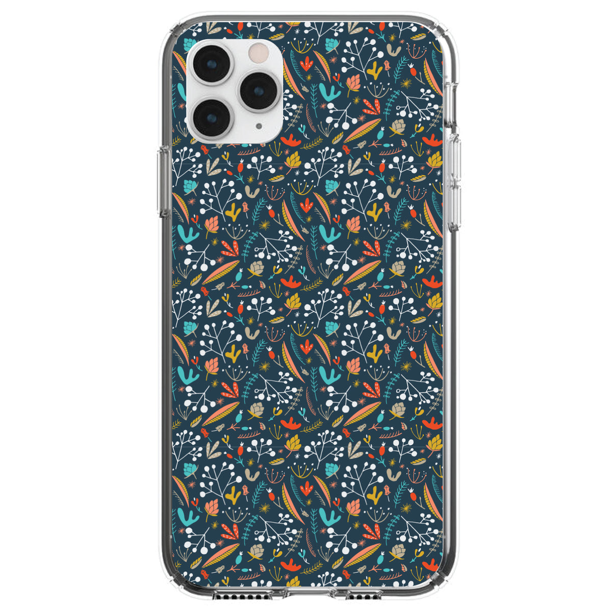 Modern Floral, Navy Red White Clear Shockproof iPhone Case