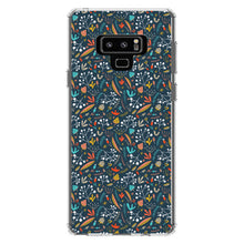 DistinctInk® Clear Shockproof Hybrid Case for Apple iPhone / Samsung Galaxy / Google Pixel - Modern Floral - Navy Red White