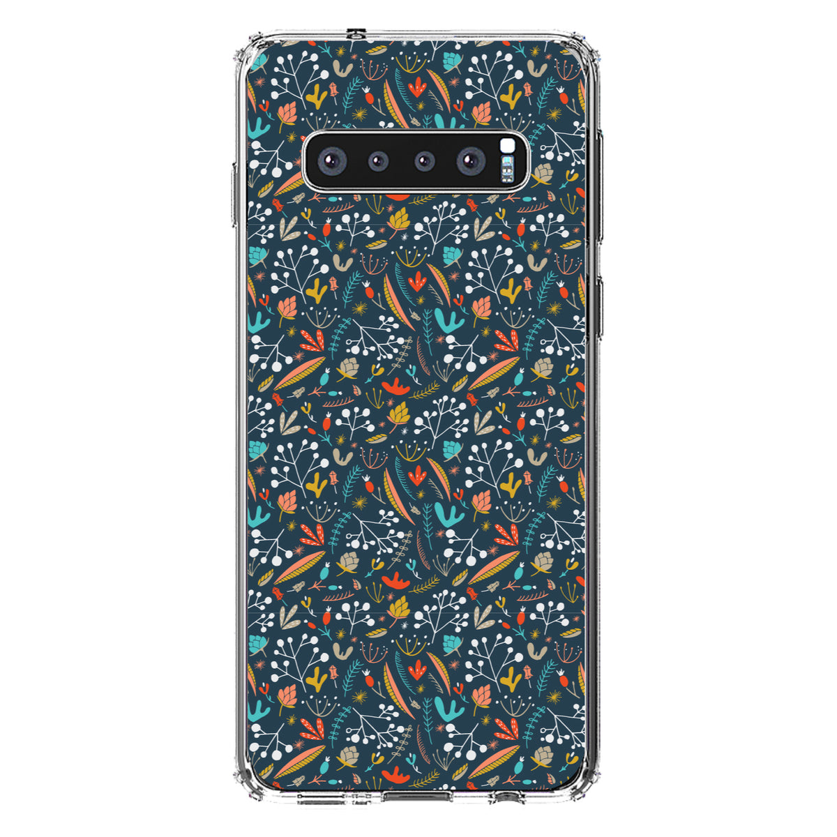 Modern Floral, Navy Red White Clear Shockproof iPhone Case, view 17