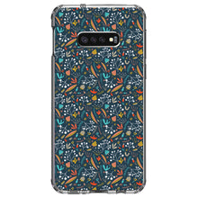 DistinctInk® Clear Shockproof Hybrid Case for Apple iPhone / Samsung Galaxy / Google Pixel - Modern Floral - Navy Red White