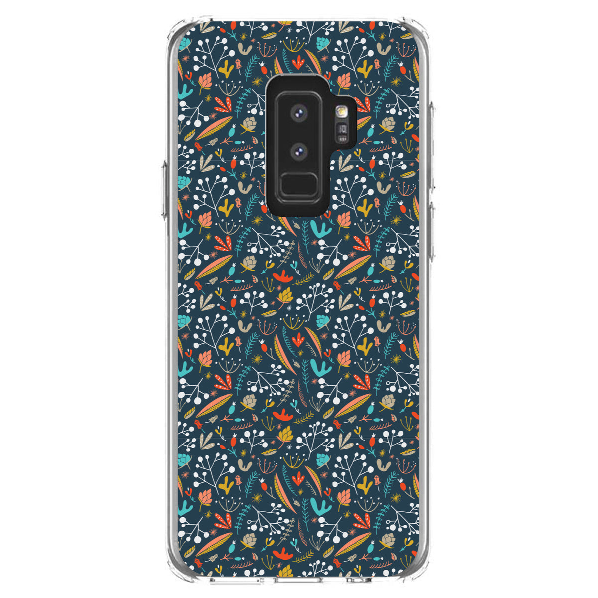 Modern Floral, Navy Red White Clear Shockproof iPhone Case, view 20