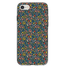 DistinctInk® Clear Shockproof Hybrid Case for Apple iPhone / Samsung Galaxy / Google Pixel - Modern Floral - Navy Yellow Teal