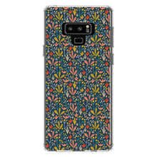 DistinctInk® Clear Shockproof Hybrid Case for Apple iPhone / Samsung Galaxy / Google Pixel - Modern Floral - Navy Yellow Teal