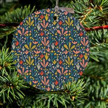 Navy Yellow Teal Ceramic Ornament