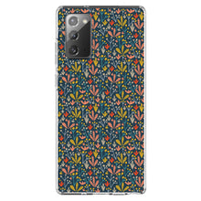 DistinctInk® Clear Shockproof Hybrid Case for Apple iPhone / Samsung Galaxy / Google Pixel - Modern Floral - Navy Yellow Teal