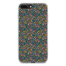 DistinctInk® Clear Shockproof Hybrid Case for Apple iPhone / Samsung Galaxy / Google Pixel - Modern Floral - Navy Yellow Teal
