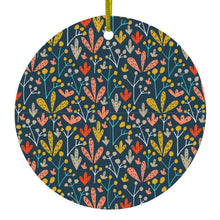 Navy Yellow Teal Ceramic Ornament