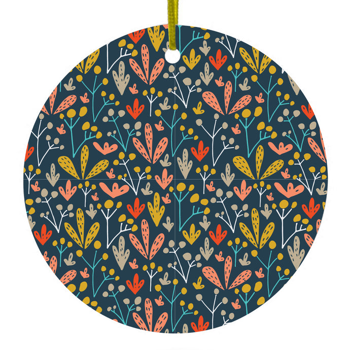 Navy Yellow Teal Ceramic Ornament