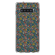 DistinctInk® Clear Shockproof Hybrid Case for Apple iPhone / Samsung Galaxy / Google Pixel - Modern Floral - Navy Yellow Teal