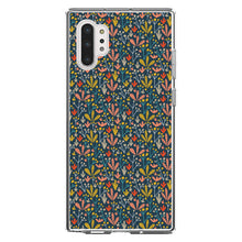 DistinctInk® Clear Shockproof Hybrid Case for Apple iPhone / Samsung Galaxy / Google Pixel - Modern Floral - Navy Yellow Teal