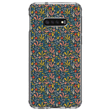 DistinctInk® Clear Shockproof Hybrid Case for Apple iPhone / Samsung Galaxy / Google Pixel - Modern Floral - Navy Yellow Teal
