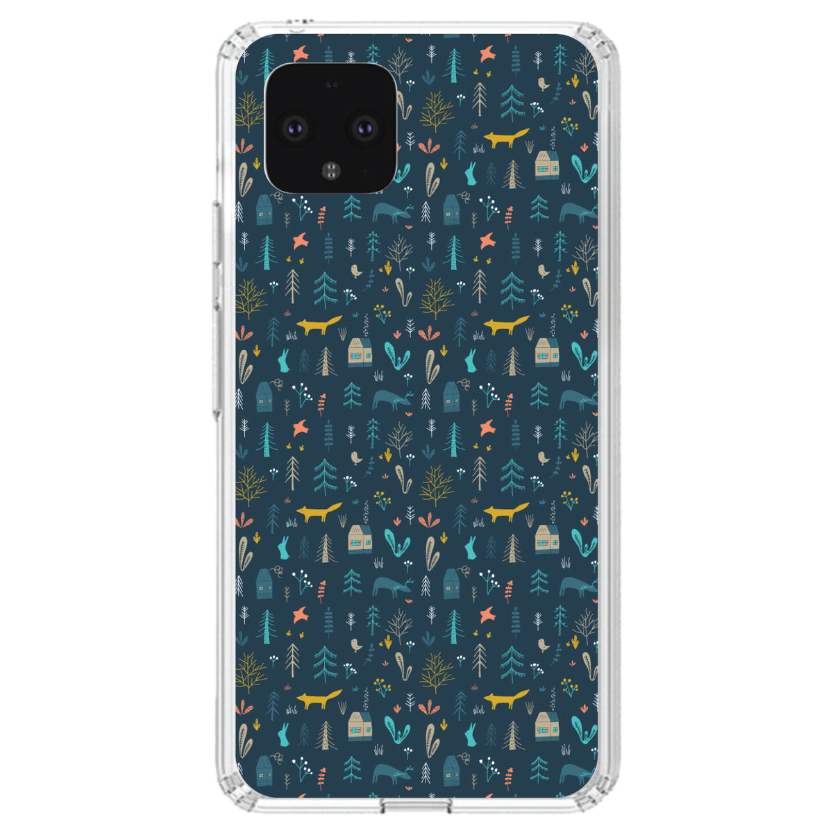 Modern Floral, Navy, House, Deer, Tree Clear Shockproof iPhone Case, view 23