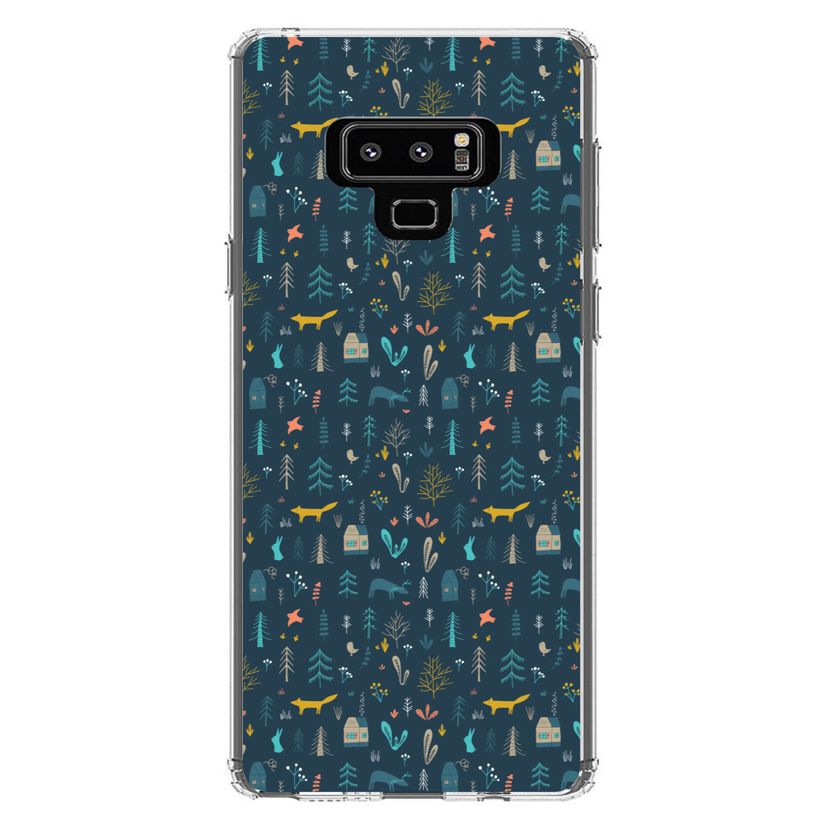 Modern Floral, Navy, House, Deer, Tree Clear Shockproof iPhone Case, view 11