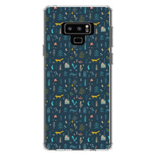 DistinctInk® Clear Shockproof Hybrid Case for Apple iPhone / Samsung Galaxy / Google Pixel - Modern Floral - Navy - House, Deer, Tree