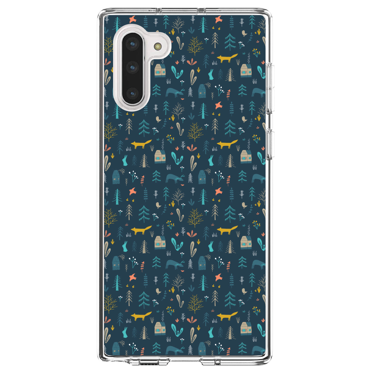Modern Floral, Navy, House, Deer, Tree Clear Shockproof iPhone Case, view 9