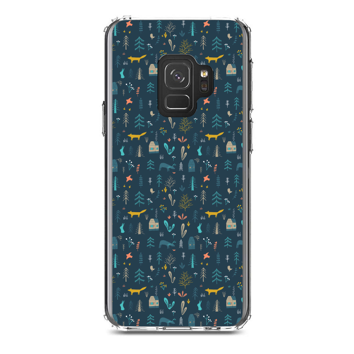 Modern Floral, Navy, House, Deer, Tree Clear Shockproof iPhone Case, view 19