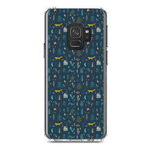 DistinctInk® Clear Shockproof Hybrid Case for Apple iPhone / Samsung Galaxy / Google Pixel - Modern Floral - Navy - House, Deer, Tree
