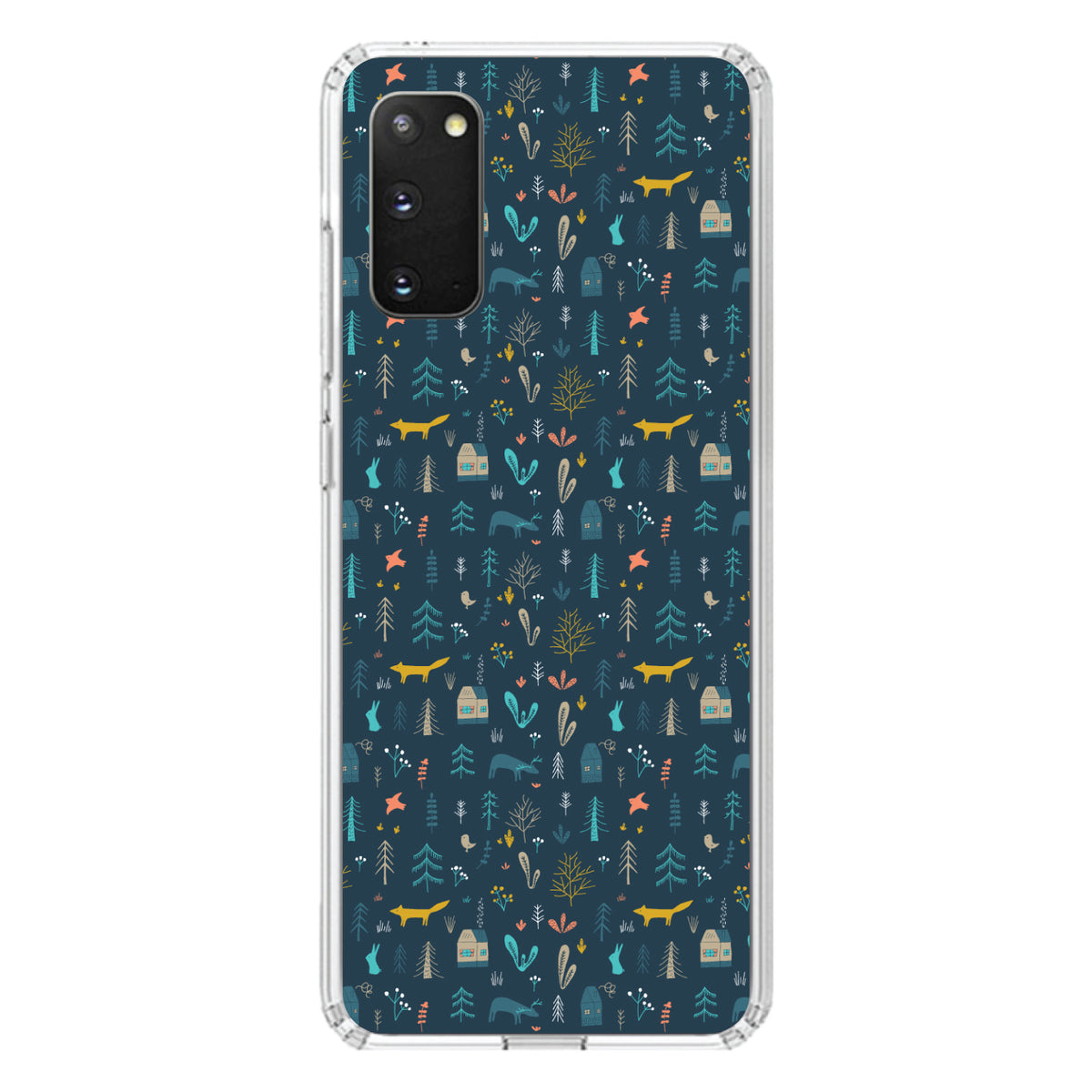 Modern Floral, Navy, House, Deer, Tree Clear Shockproof iPhone Case, view 15