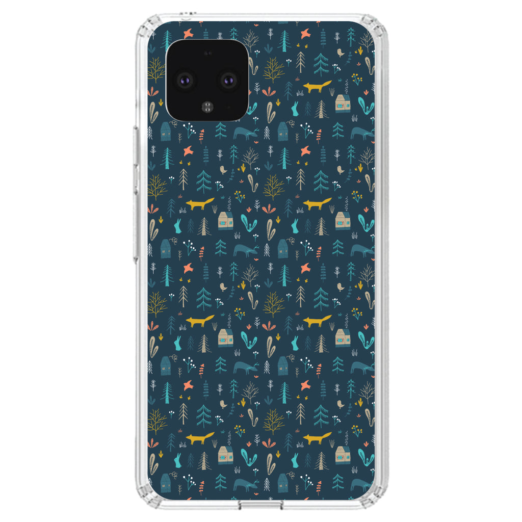 Modern Floral, Navy, House, Deer, Tree Clear Shockproof iPhone Case, view 24