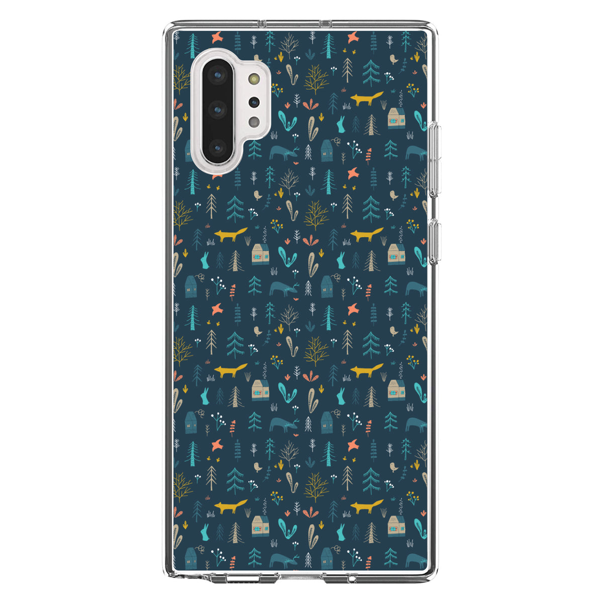 Modern Floral, Navy, House, Deer, Tree Clear Shockproof iPhone Case, view 10