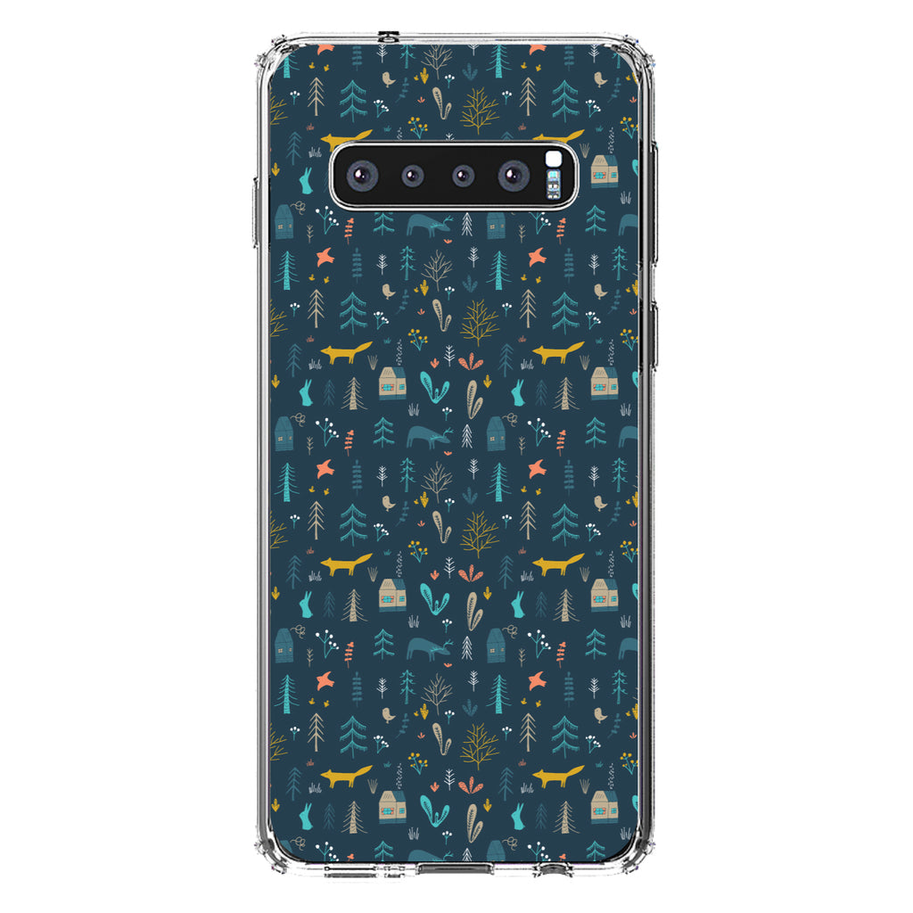 Modern Floral, Navy, House, Deer, Tree Clear Shockproof iPhone Case, view 16