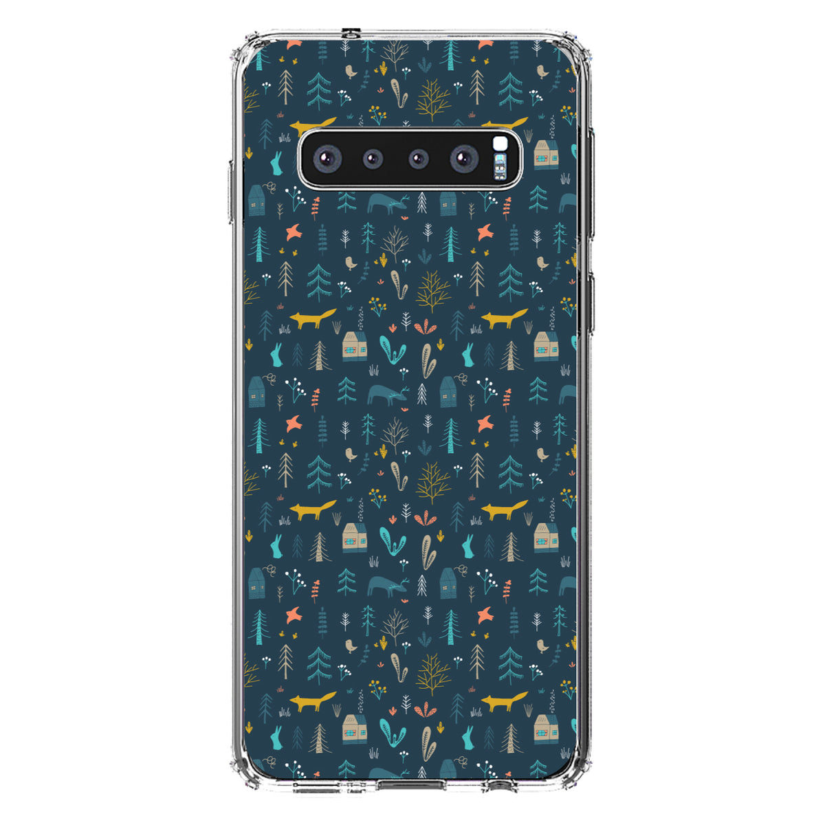 Modern Floral, Navy, House, Deer, Tree Clear Shockproof iPhone Case, view 16