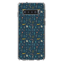 DistinctInk® Clear Shockproof Hybrid Case for Apple iPhone / Samsung Galaxy / Google Pixel - Modern Floral - Navy - House, Deer, Tree
