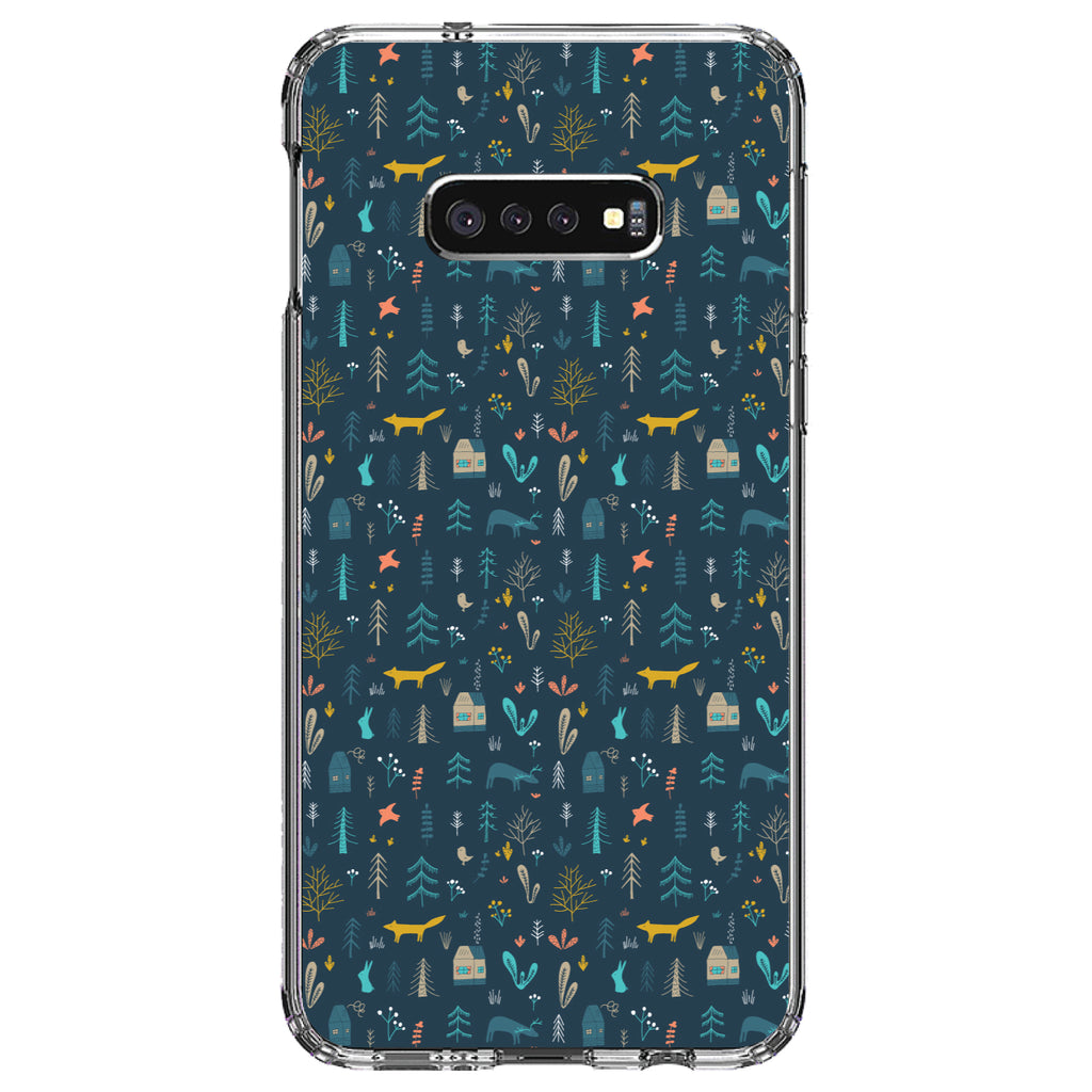 Modern Floral, Navy, House, Deer, Tree Clear Shockproof iPhone Case, view 18