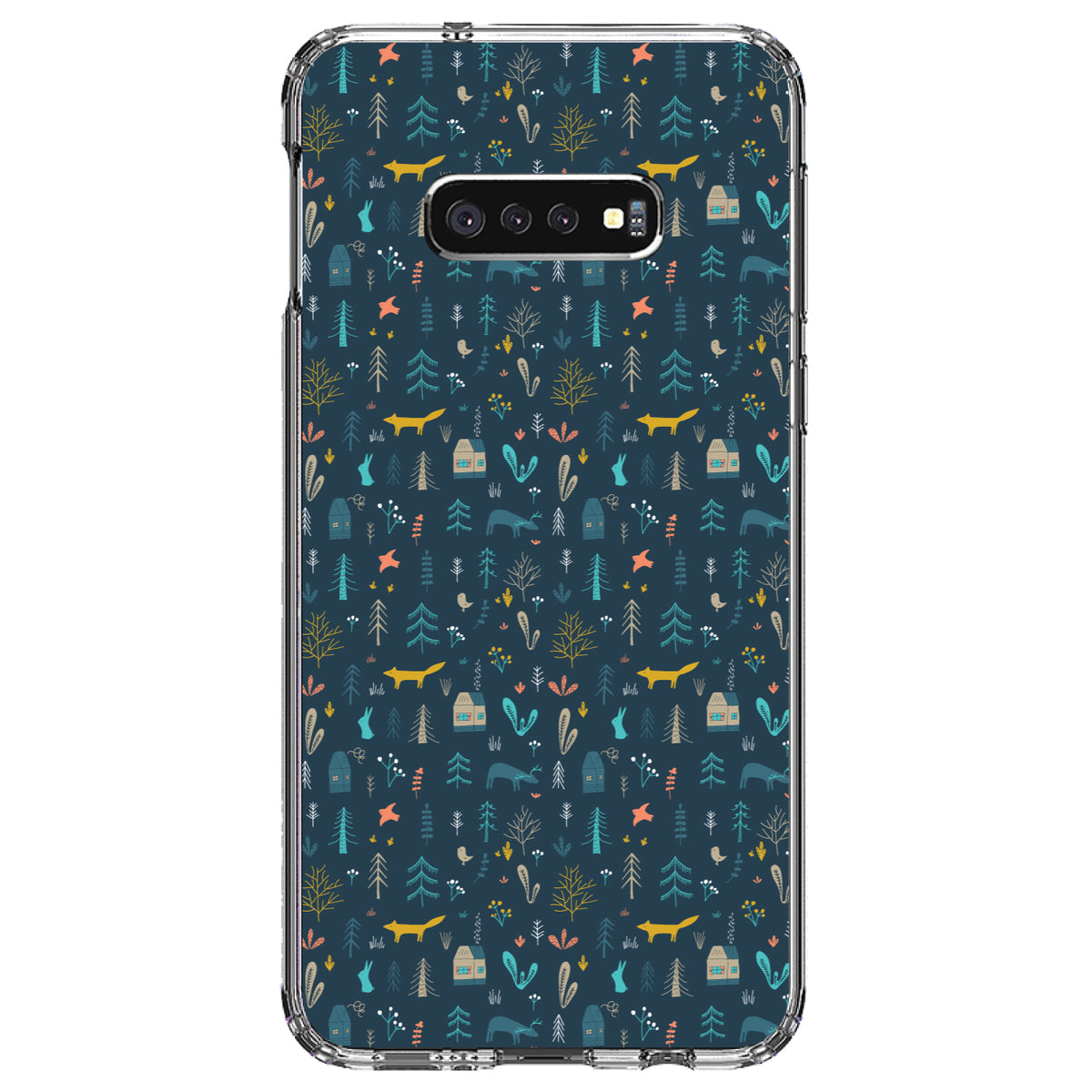 Modern Floral, Navy, House, Deer, Tree Clear Shockproof iPhone Case, view 18