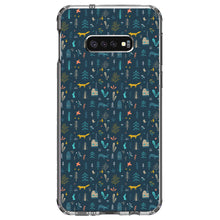 DistinctInk® Clear Shockproof Hybrid Case for Apple iPhone / Samsung Galaxy / Google Pixel - Modern Floral - Navy - House, Deer, Tree