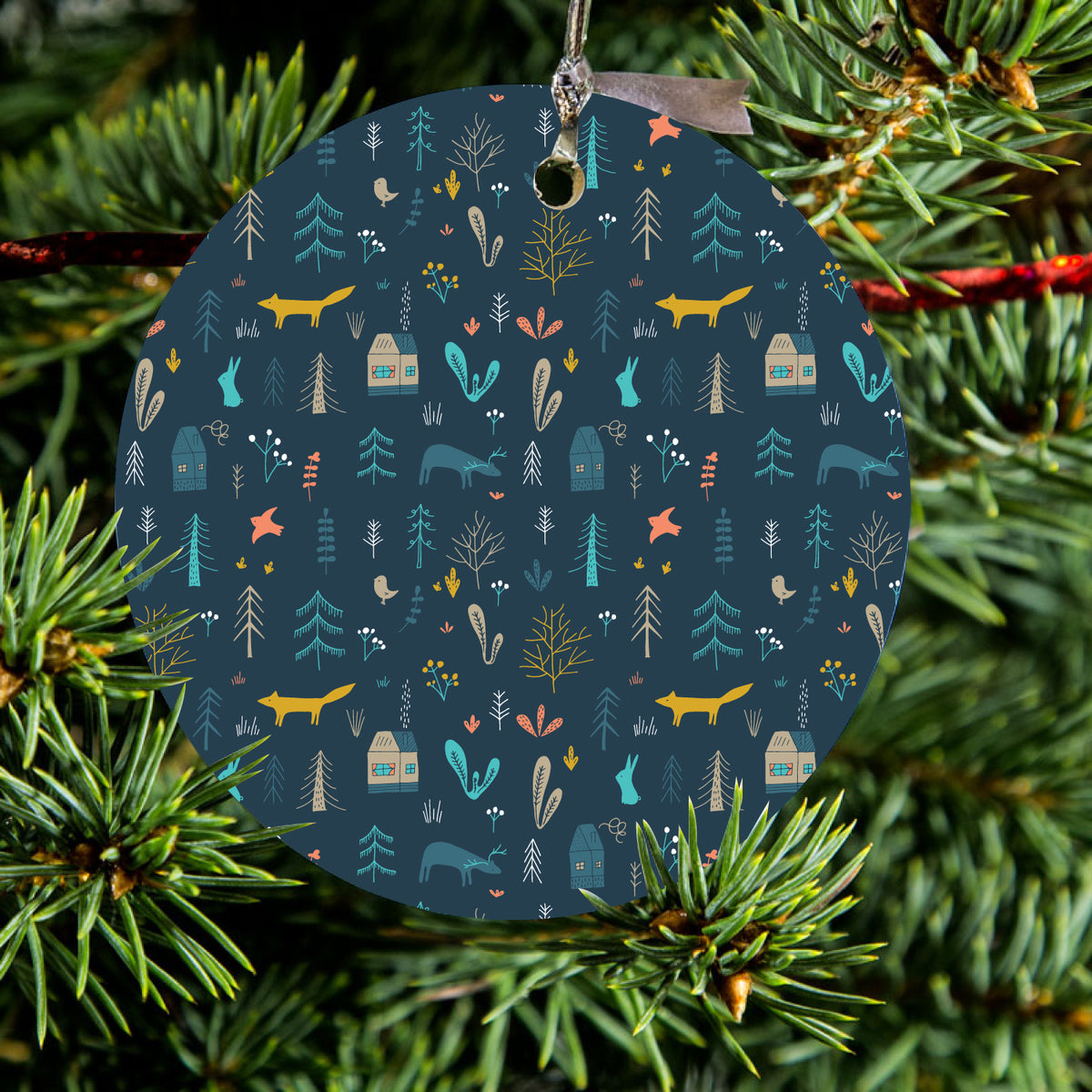 House, Deer, Tree Ceramic Ornament, view 2