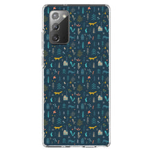 DistinctInk® Clear Shockproof Hybrid Case for Apple iPhone / Samsung Galaxy / Google Pixel - Modern Floral - Navy - House, Deer, Tree