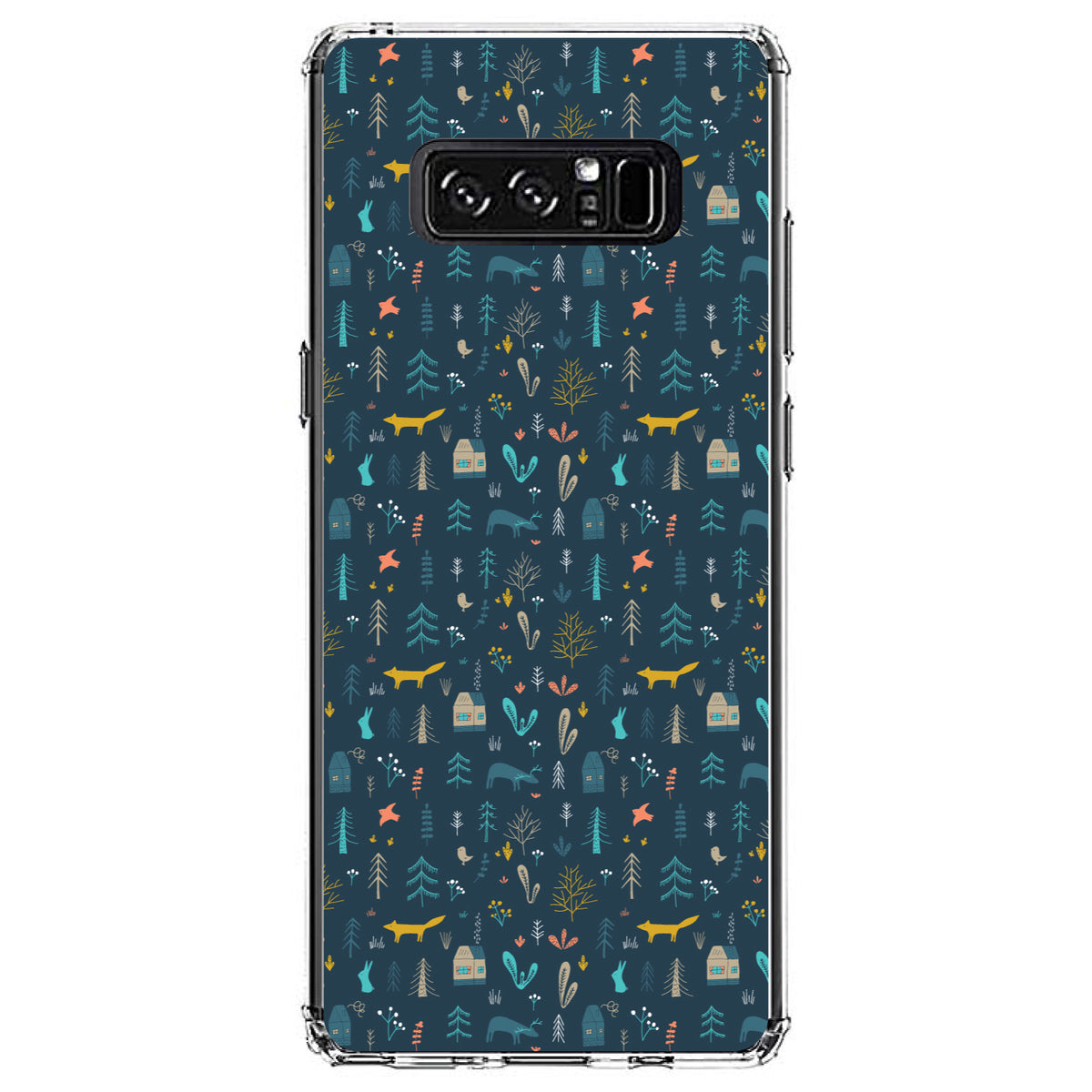 Modern Floral, Navy, House, Deer, Tree Clear Shockproof iPhone Case, view 12