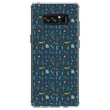DistinctInk® Clear Shockproof Hybrid Case for Apple iPhone / Samsung Galaxy / Google Pixel - Modern Floral - Navy - House, Deer, Tree