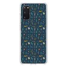 DistinctInk® Clear Shockproof Hybrid Case for Apple iPhone / Samsung Galaxy / Google Pixel - Modern Floral - Navy - House, Deer, Tree
