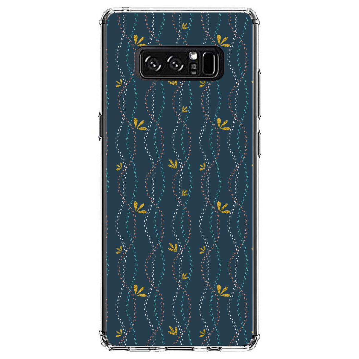 Modern Floral, Wavy, Navy, Pink, Teal Clear Shockproof iPhone Case, view 12