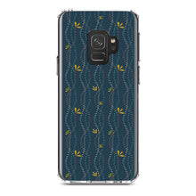 DistinctInk® Clear Shockproof Hybrid Case for Apple iPhone / Samsung Galaxy / Google Pixel - Modern Floral - Wavy, Navy, Pink, Teal