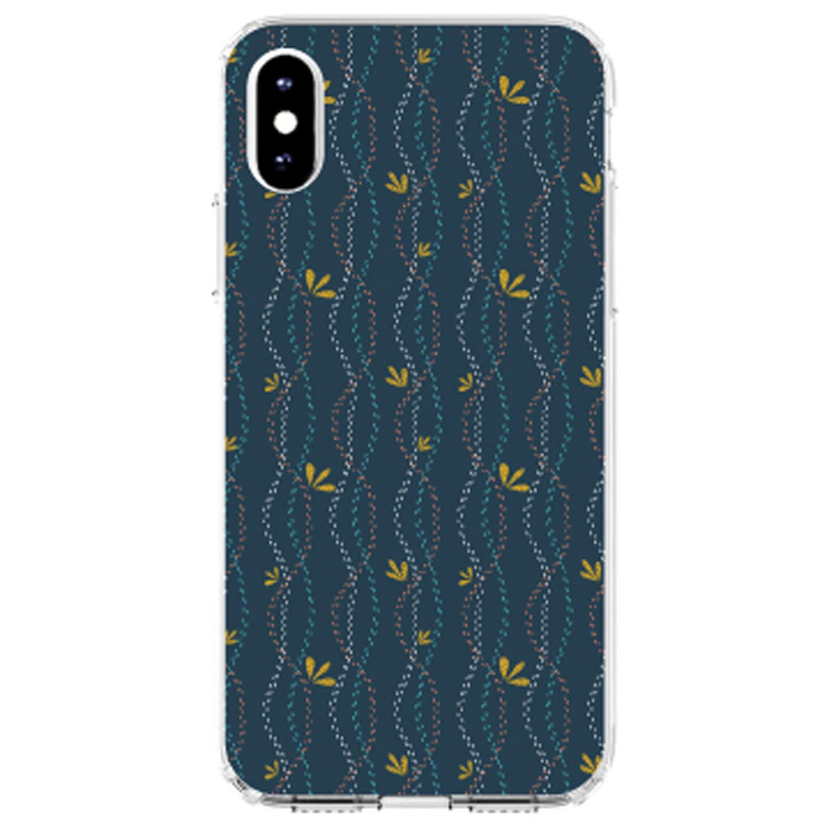 Modern Floral, Wavy, Navy, Pink, Teal Clear Shockproof iPhone Case, view 4