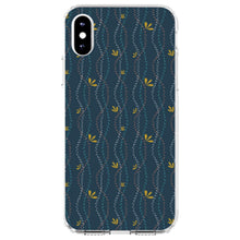 DistinctInk® Clear Shockproof Hybrid Case for Apple iPhone / Samsung Galaxy / Google Pixel - Modern Floral - Wavy, Navy, Pink, Teal