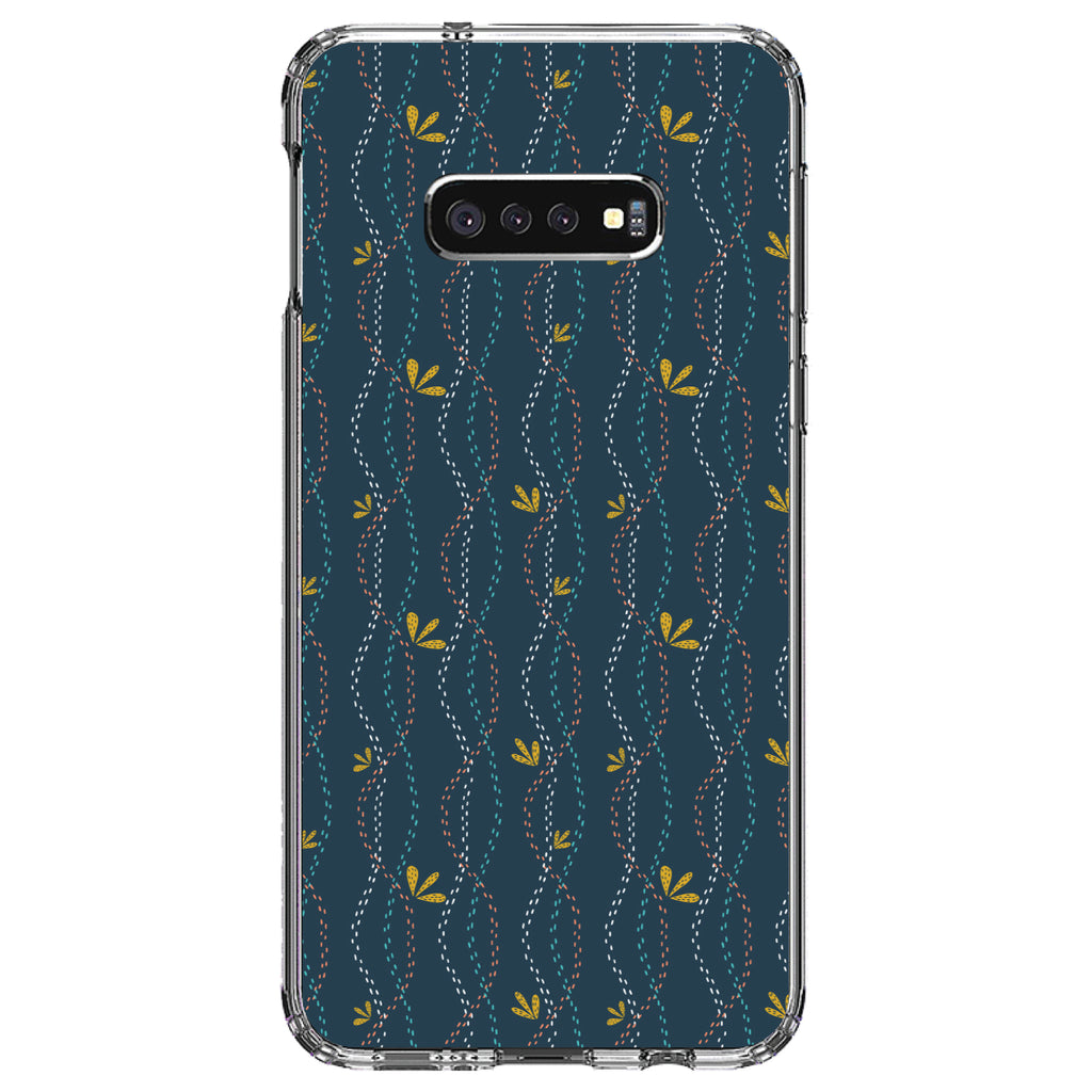 Modern Floral, Wavy, Navy, Pink, Teal Clear Shockproof iPhone Case, view 18